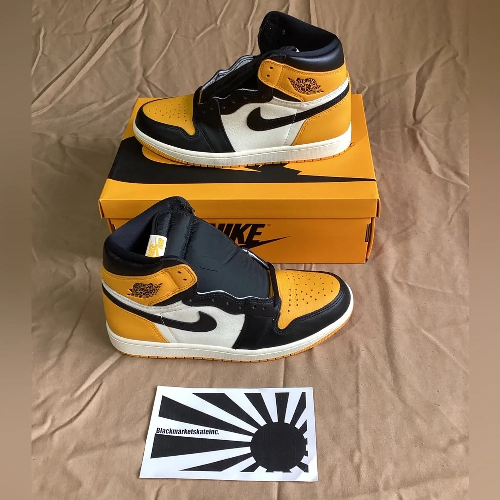 Nike Air Jordan 1 Retro High OG Yellow Toe Taxi 555088-711 Men's Size 10.5
